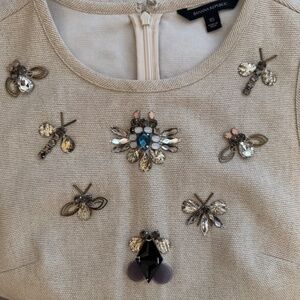 BANANA REPUBLIC - jeweled sleeveless linen top & merino wool cardigan  ~Small